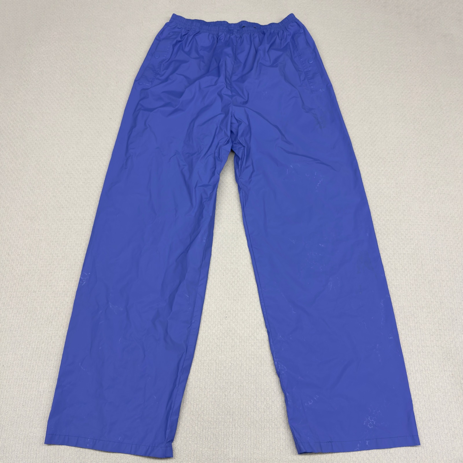 Vtg Columbia Rain Pants Mens Xl Blue Pvc Nylon Waterproof Outdoor Weather